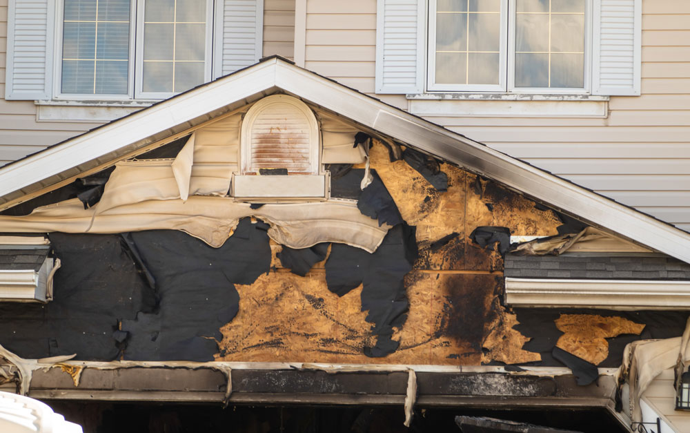 Fire damage restoration project underway in a Tehama County home