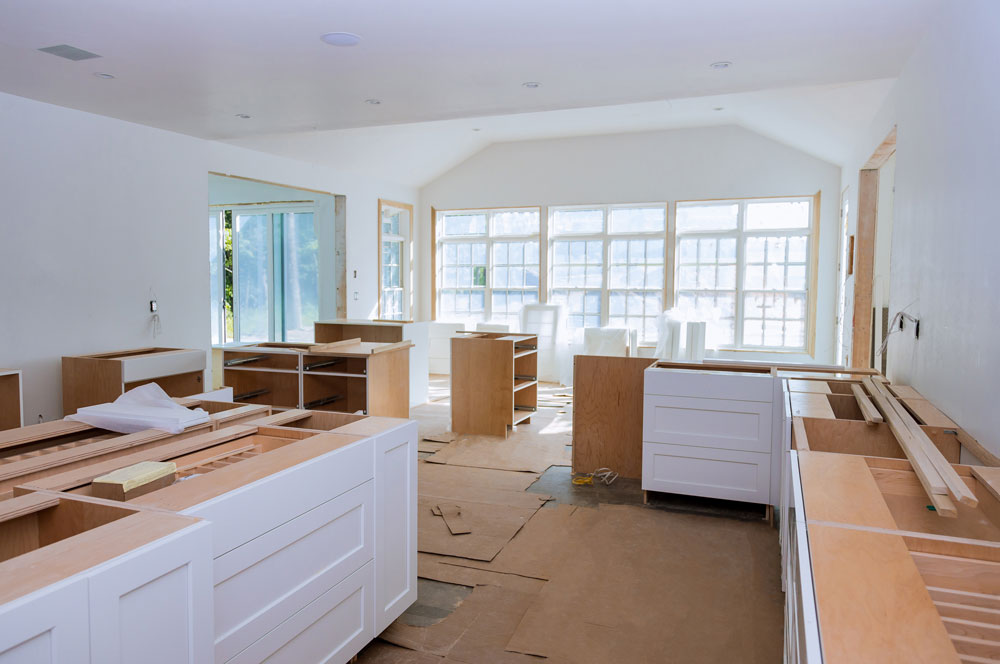Remodeled living space after fire and water damage restoration