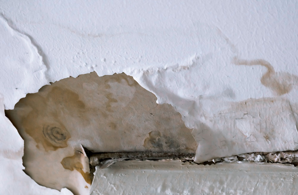 Water damage affecting flooring and walls in a Red Bluff property